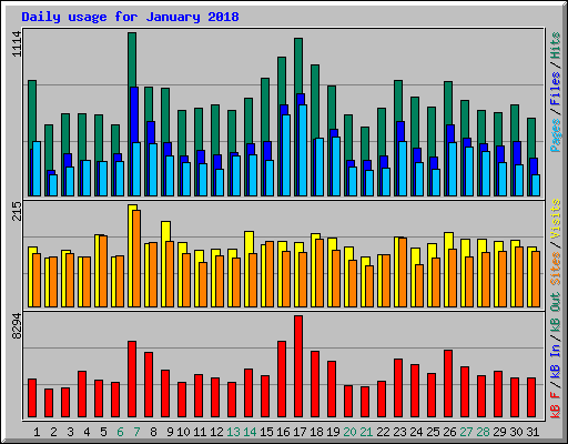 Daily usage for January 2018