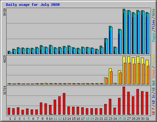 Daily usage for July 2020