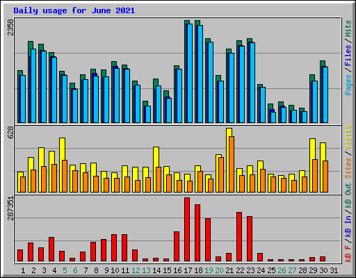 Daily usage for June 2021